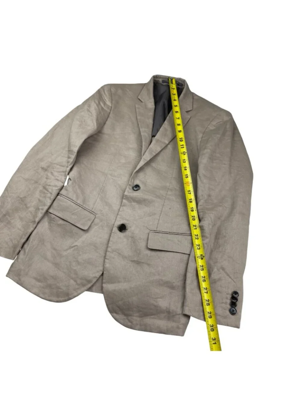 H&M Men's 100% Linen Slim Fit 2-Button Blazer Beige • 34R